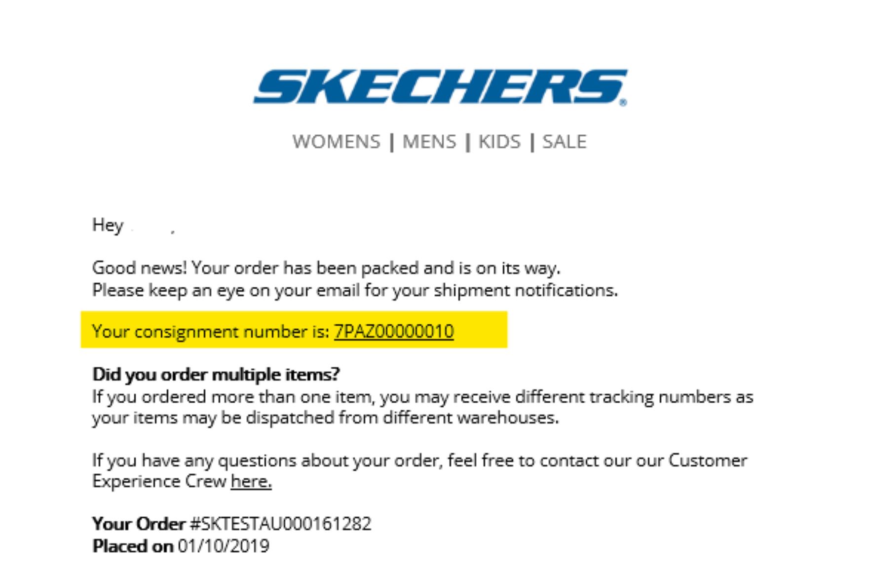 Skechers online sale order status